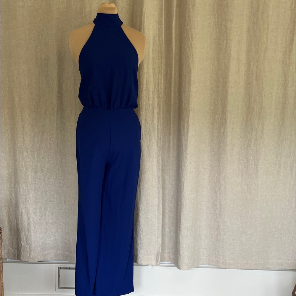 Lulu's Royal Blue Halter Jumpsuit